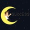 Businessman sleeping on the moon. Write successful
