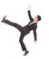 Businessman slip and fall and a funny pose