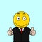 Businessman Smile Emoticon Thumb Up Color Illustration