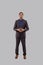 Businessman Smilling Hands in Front of Chest Isolated. Indian Businessman Standing Full Length. Business Pose