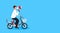 Businessman speaker cycling bicycle holding megaphone announcement concept guy riding bike male cartoon character full