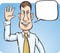 Businessman with speech bubble greeting