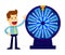 Businessman Spinning Wheel of Fortune