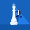 Businessman stand on king chess piece. Successful business strategy concept. Business fighting, strategy, competition, Leadership,
