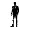 Businessman standing, abstract isolated vector silhouette, ink drawing. Business people