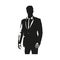 Businessman standing, abstract isolated vector silhouette, ink drawing. Business people