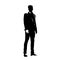 Businessman standing, abstract vector silhouette, ink drawing. Isolated business people