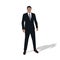 Businessman standing astride