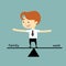 Businessman standing balance life with family and work vector