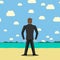 Businessman standing on beach