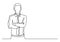 Businessman standing crossing arms - continuous line drawing