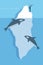 Businessman Standing On iceberg In The Sea And Surrounded By whale .cartoon illustration for business design Minimalist sty