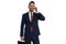 Businessman standing and listening at the phone