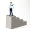 Businessman standing on top stairs vector illustration, success and career progress concept, leadership ambitions, gorgeous
