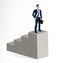 Businessman standing on top stairs vector illustration, success and career progress concept, leadership ambitions, gorgeous