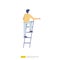 Businessman stepping up the stairs. Business career development illustration concept. Male climbing stairs to success and progress