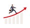 Businessman steps up stairs according to level. concept of self-improvement and growth to career success. Choosing path to