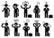 Businessman stress pressure, business mental issues, concept vector icons with pictogram people characters