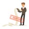 Businessman stressed out by long list of debts, debtor vector Illustration