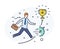 Businessman strive to get a cup. Success, achieving goals, pride. Success. Line icon illustration