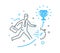 Businessman strive to get a cup. Success, achieving goals, pride. Success. Line icon illustration