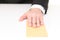 Businessman submits an envelope