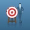 Businessman Success with His Target Goal, All Arrow Hits the Center of Target.