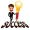 Businessman successful concept and lightbulb pencil