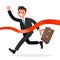 Businessman successfully finishes. Concept of victory in the struggle. Vector illustration in a flat style