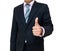 Businessman suit necktie with thumb up like