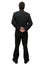 Businessman in suit standing back isolated