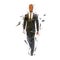 Businessman in suit walking forward, low polygonal abstract vector silhouette, geometric drawing. Isolated character