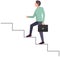Businessman with suitcase climbing stairs of success. Business competition, leadership concept