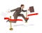 Businessman with suitcase finishing