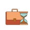 Businessman suitcase with hourglass isolated icon