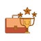 Businessman suitcase with trophy isolated icon