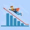 Businessman Super Hero Fly Up Financial Graph Red Arrow