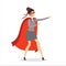 Businessman superhero. Office worker in action superhero poses, superhero male character in red cloak. Powerful