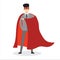 Businessman superhero. Office worker in action superhero poses, superhero male character in red cloak. Powerful