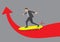 Businessman Surfing on Up Arrow Conceptual Vector Illustration