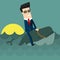 Businessman surfing on wale. Flat design business concept illustration.