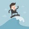 Businessman Surfing On The Wave