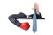 Businessman surrender by show hand up with neck tie