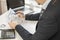 businessman at the table to sign a contract. close-up. high quality