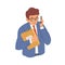 Businessman talking on mobile phone. Young man calling or contacting customers. Office worker chatting on business using