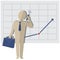 Businessman talking on the phone against a rising graph