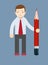 Businessman-Teacher with a pencil to correct and