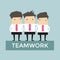 Businessman teamwork stand on podium