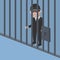 Businessman Thief Inside Jail Color Illustration