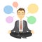 Businessman thinking during meditation. Businessman doing yoga